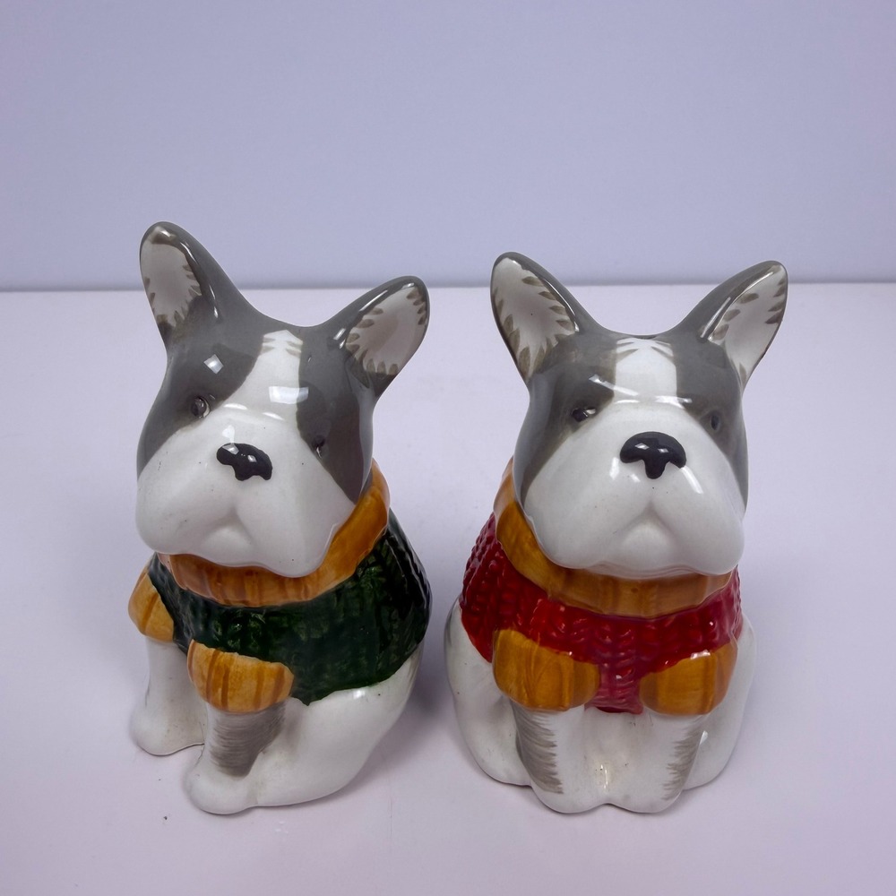 French Bulldog Salt and Pepper Shakers Cottagecore Dog Kitchen Decor Ceramic